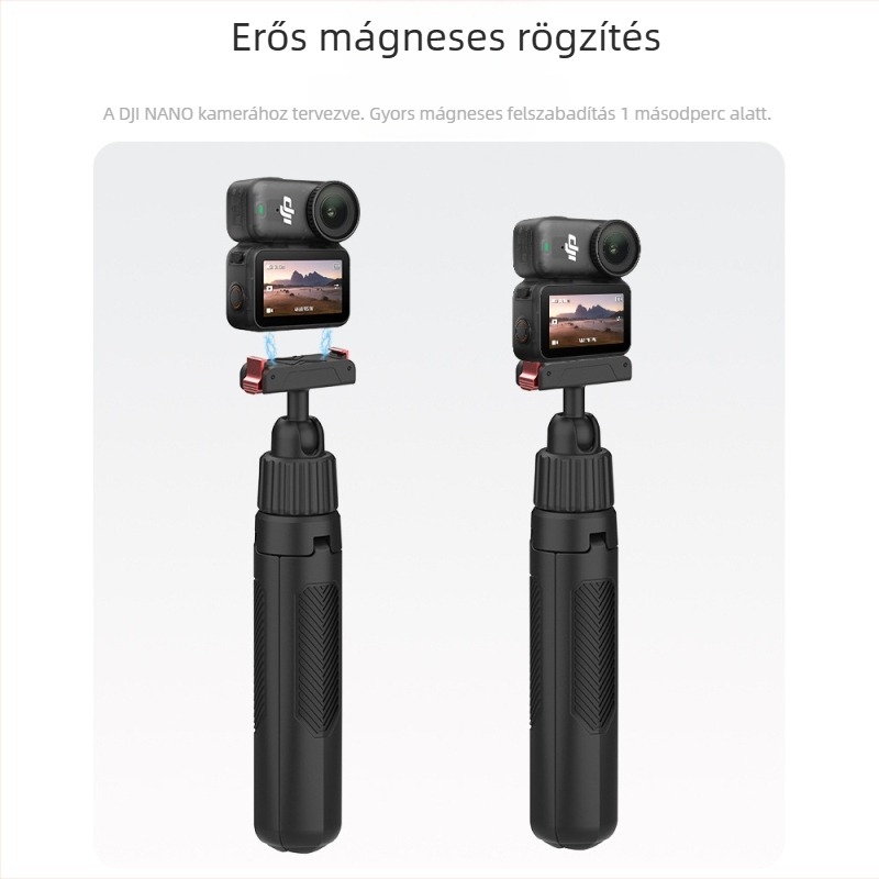 Mini selfie bot mágneses gyorskioldó adapterrel — kompatibilis Action6/Nano; anyagok: PC, alumínium ötvözet, szilikon