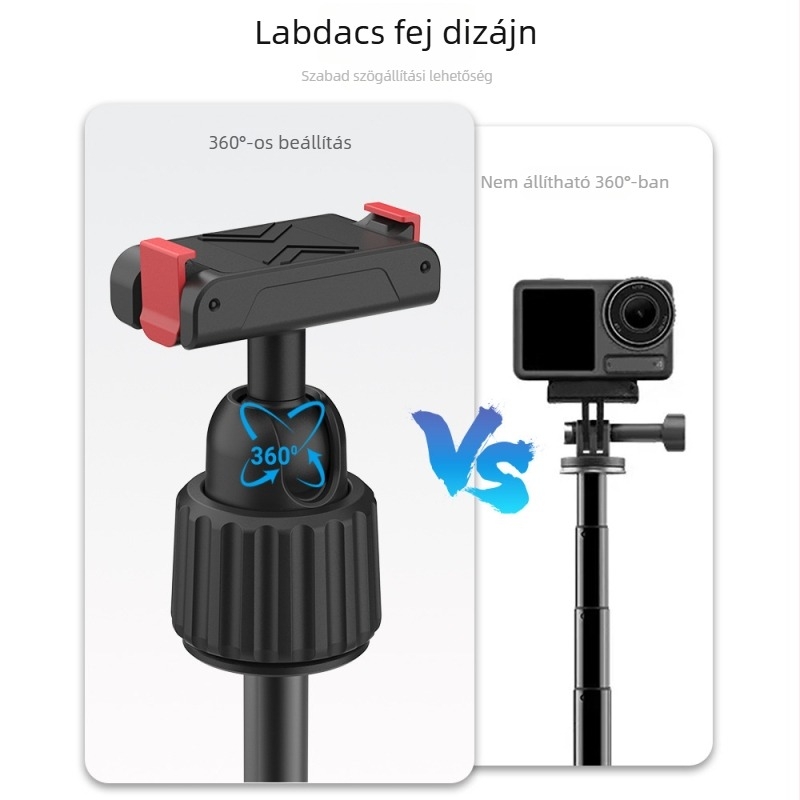 Mini selfie bot mágneses gyorskioldó adapterrel — kompatibilis Action6/Nano; anyagok: PC, alumínium ötvözet, szilikon