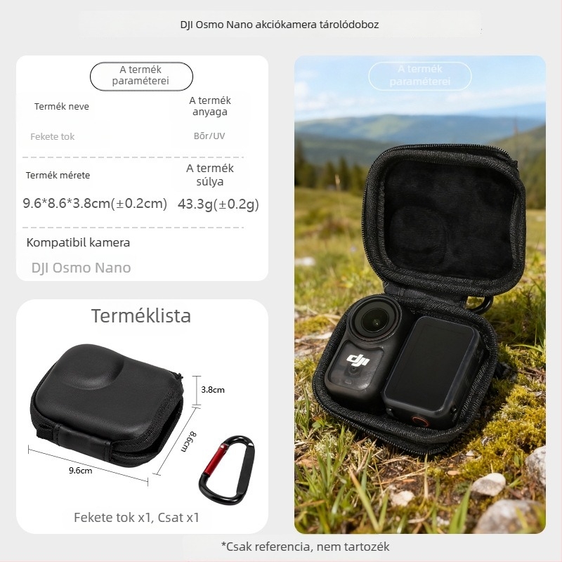 DJI Nano tároló táska – EVA+ bőr, kültéri használatra, kompatibilis univerzális action kamerákkal, DJI Nano befogadóképesség, 58,5 g