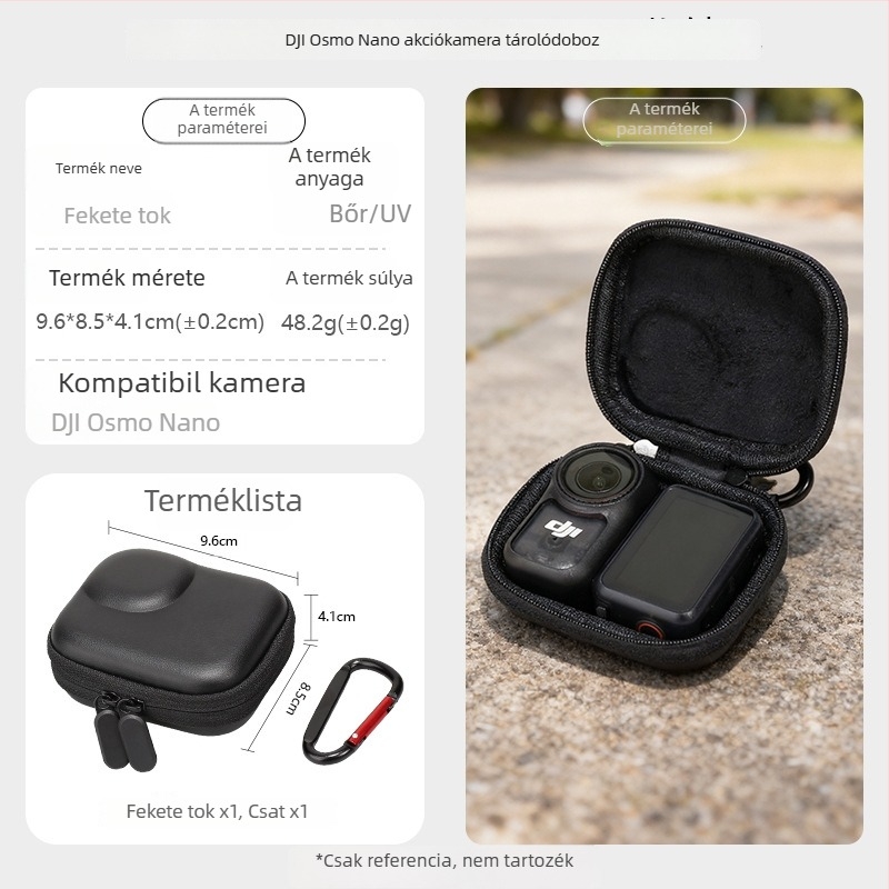DJI Nano tároló táska – EVA+ bőr, kültéri használatra, kompatibilis univerzális action kamerákkal, DJI Nano befogadóképesség, 58,5 g