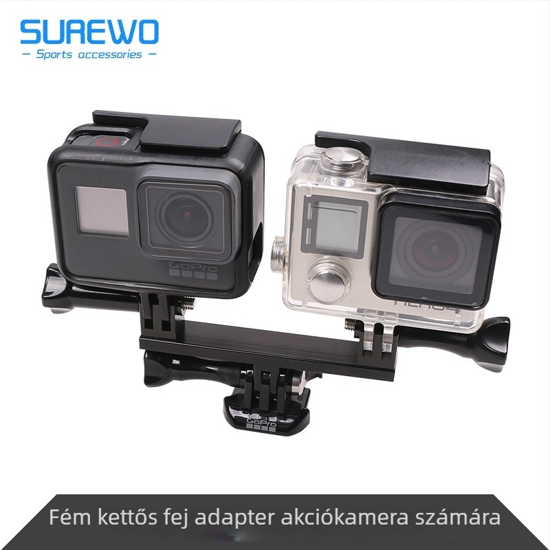 Alumínium ötvözetű kétfejű adapter GoPro 11/10/9 és DJI akciókamerákhoz