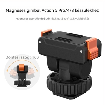AC-36 Mágneses gyorskioldó gimbal alap DJI Action 3/4/5 Pro-hoz; anyag: műanyag + alumíniumötvözet; kompatibilis Action 5/4/3; tartalmaz műanyag gimbal gyorskioldó alapot és csomagolást; logó nyomtatás támogatott.