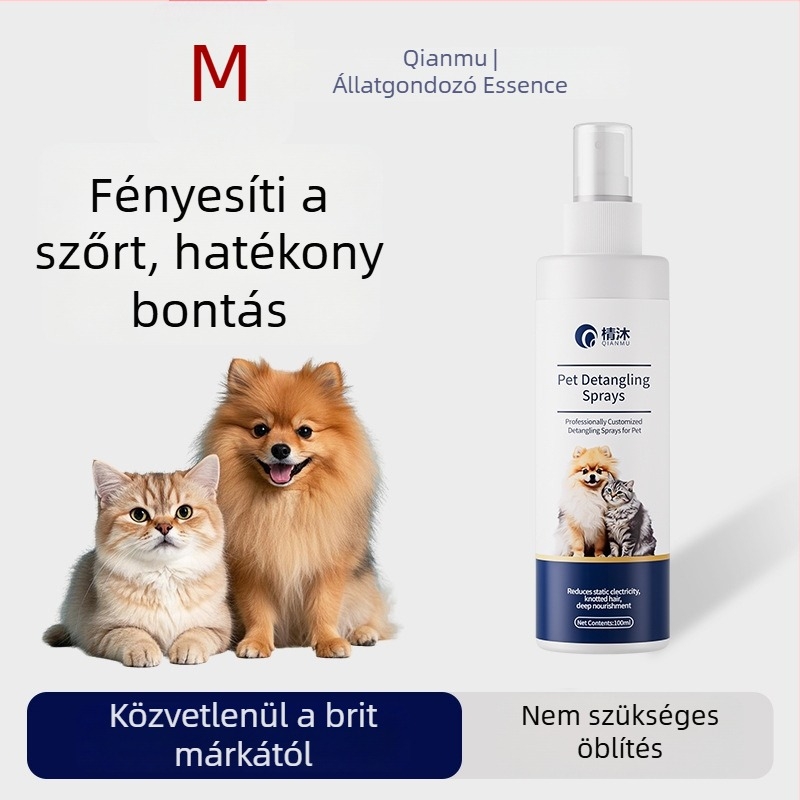Chenmu Macska szőrzete gondozása – esszenciális olaj a csomók feloldásához, anti‑statikus, hosszú szőrű macska lágyítója