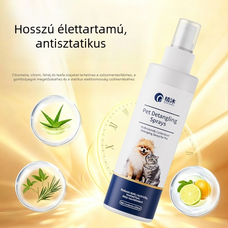 Chenmu Macska szőrzete gondozása – esszenciális olaj a csomók feloldásához, anti‑statikus, hosszú szőrű macska lágyítója