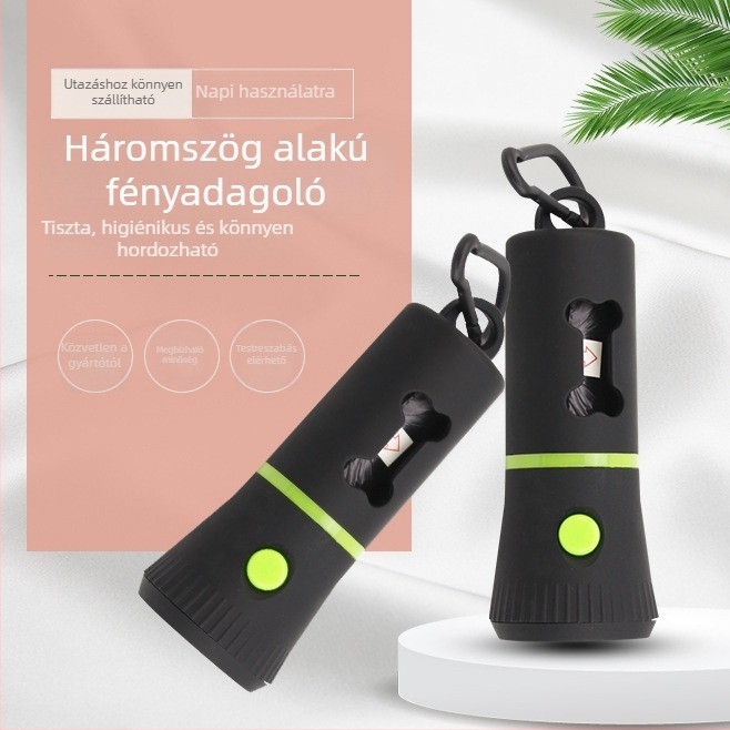 Háziállat ürülék zacskó adagoló, csont alakú, ABS anyag, hordozható, LED világítással