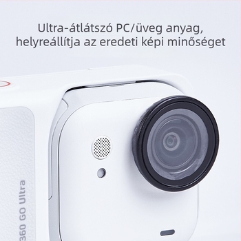 Objektívvédő Insta360 GO Ultra számára; Anyagok: üveg és műanyag; Kompatibilis az Insta360 GO Ultra-val; Testreszabható logó; Csomag tartalma: kerek csavar és alap