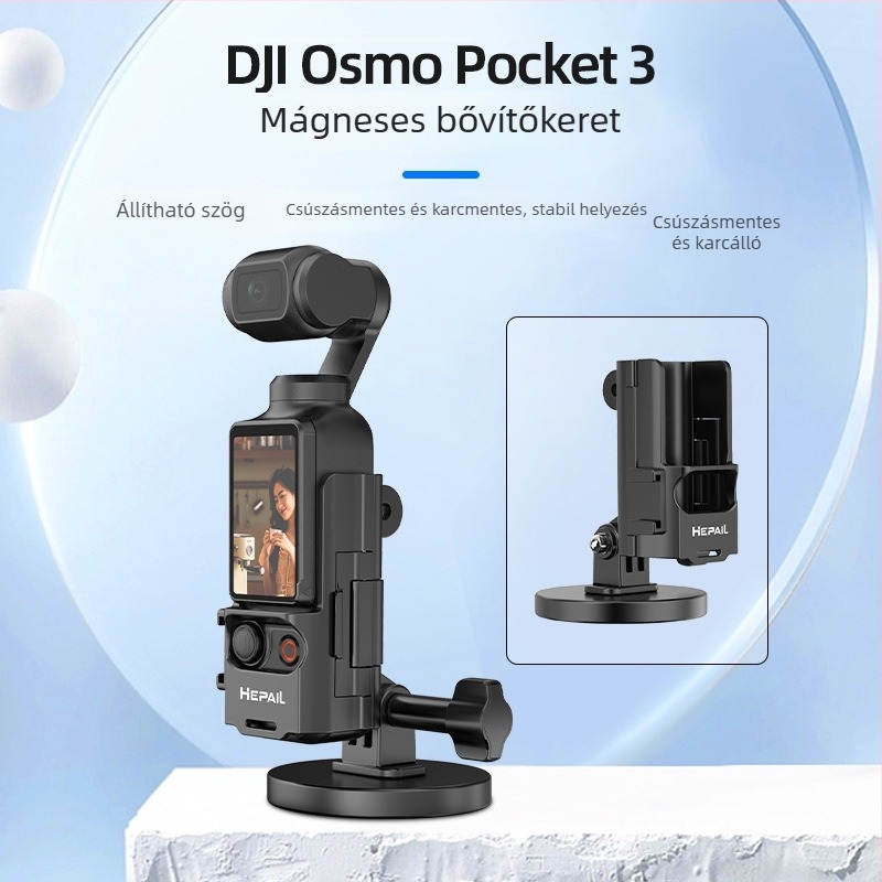 Hepail AC59 mágneses tartóalap Osmo Pocket3-hoz, univerzális szögbeállítással, ABS-mágneses anyag