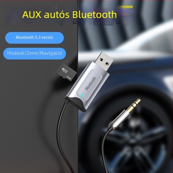 Y1Pro autós Bluetooth-vevő, Bluetooth 5.2, 3,5 mm-es audio bemenet, USB MP3 lejátszás, 5V-os autós tápegység