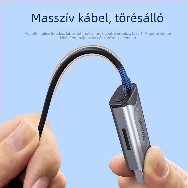 Y1Pro autós Bluetooth-vevő, Bluetooth 5.2, 3,5 mm-es audio bemenet, USB MP3 lejátszás, 5V-os autós tápegység