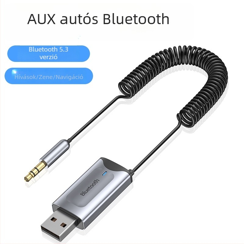 Y1Pro autós Bluetooth-vevő, Bluetooth 5.2, 3,5 mm-es audio bemenet, USB MP3 lejátszás, 5V-os autós tápegység