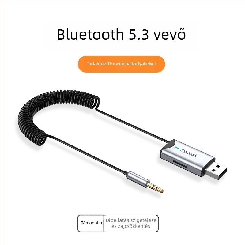 Y1Pro autós Bluetooth-vevő, Bluetooth 5.2, 3,5 mm-es audio bemenet, USB MP3 lejátszás, 5V-os autós tápegység