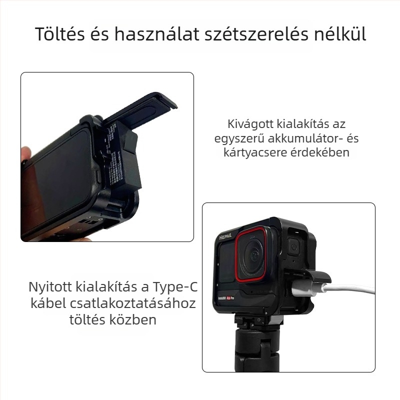 HepAil AC-25 Alumínium védőkeret Insta360 Ace/Ace Pro-hoz — Támogatja a vízszintes és függőleges felvételeket