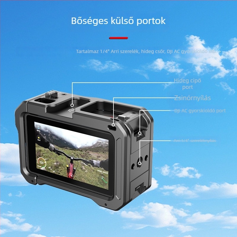 Hepail AC70 Alumínium KameraRám DJI Action 5 Pro/4/3 – alumínium ötvözetből készült keret, két hideg cipővel, horizontális és vertikális felvételhez