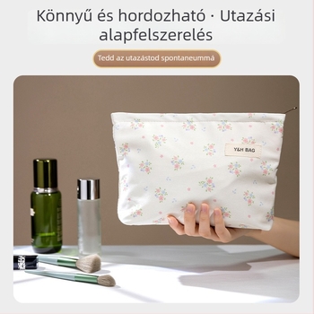 Kozmetikai táska városi minimalistikus stílussal (Pamut; Hengeres forma; Laminált belső zseb cipzárral; Nyitás módja: felül nyíló)