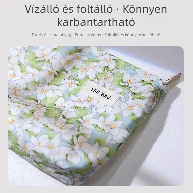 Kozmetikai táska városi minimalistikus stílussal (Pamut; Hengeres forma; Laminált belső zseb cipzárral; Nyitás módja: felül nyíló)