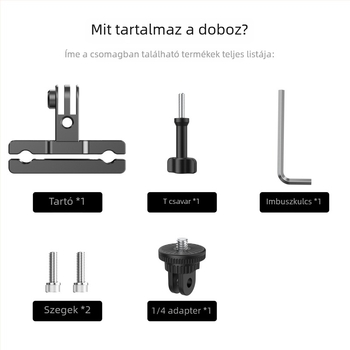 Wesport AL60 CNC alumínium kerékpáros akciókamerákhoz tartó — kompatibil GoPro, DJI, Xiaoyi, Insta360; lézergravírozott logó; tartozékok: nyereghez illeszkedő klip, adapter és T-alakú csavarok