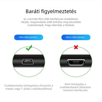 USB töltő- és adatkábel T-típusú A/5P csatlakozóval, kamera, tablet, MP3-lejátszó és autós DVR-hez