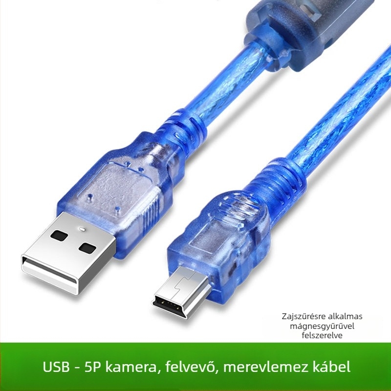 USB töltő- és adatkábel T-típusú A/5P csatlakozóval, kamera, tablet, MP3-lejátszó és autós DVR-hez