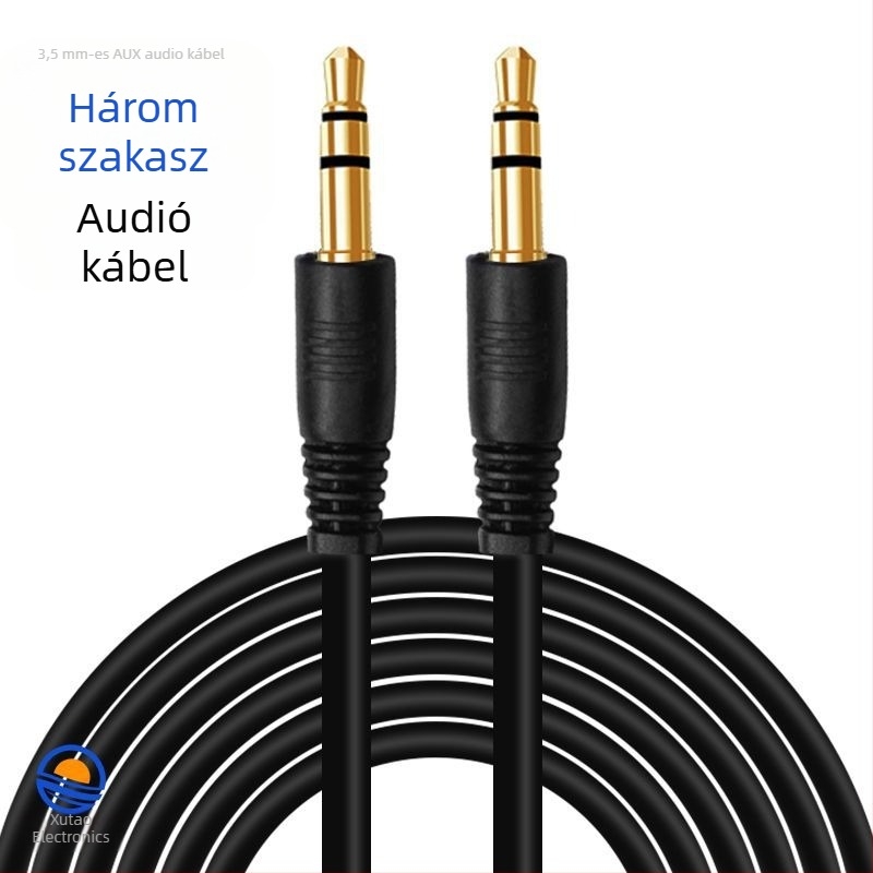 3,5 mm-es audió kábel, férfi‑ről‑férfira, négyvezetékes, AV vonal, aranyozott csatlakozó, optikai szál, MP3-kompatibilis