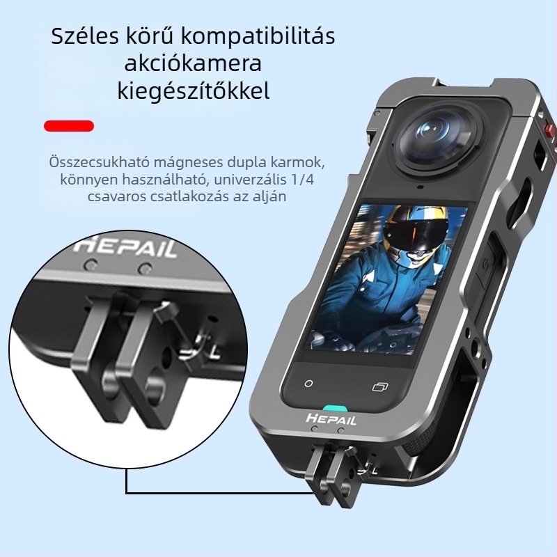 Insta360 X5 védőkeret – alumíniumötvözet, modell AC-81, Shadowstone Insta360 X5-höz kompatibilis; tartalmaz fém nyúlketrecet és csomagoló dobozt