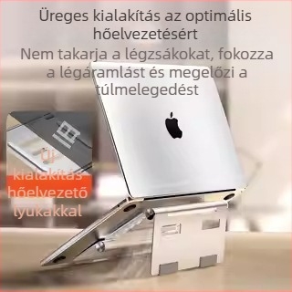 3 az 1-ben laptop- és mobiltelefon-tartó, alumíniumötvözet, összecsukható, tömeg 360 g