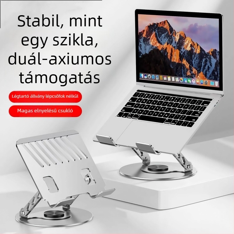 Szénacél laptop-tartó, 360°-ban forgó asztali tartó, modell X2, 1200 g, 1 m kar