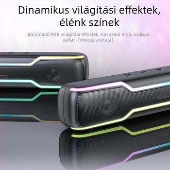 Asztali Bluetooth hangprojektor RGB világítással, 2 hangszóró, Bluetooth 5.3, 16W, USB/TF kártya támogatás, akár 6 óra lejátszás.