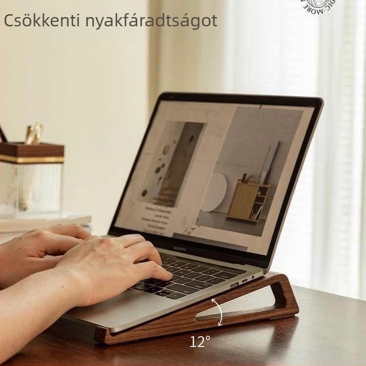 Bambuszból készült laptop-tartó az asztalhoz – magasság növelése, hordozható, mini tabletához