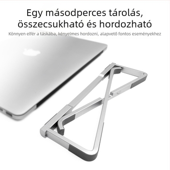 Laptop állvány, alumínium ötvözet, összecsukható, modell L230, kompatibilis 001-gyel, tömeg 0,5 kg