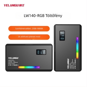 LW140RGB LED töltőfény, 8W, 3,7V, beépített akkumulátor, kézben tartható, fotózáshoz és élő közvetítéshez