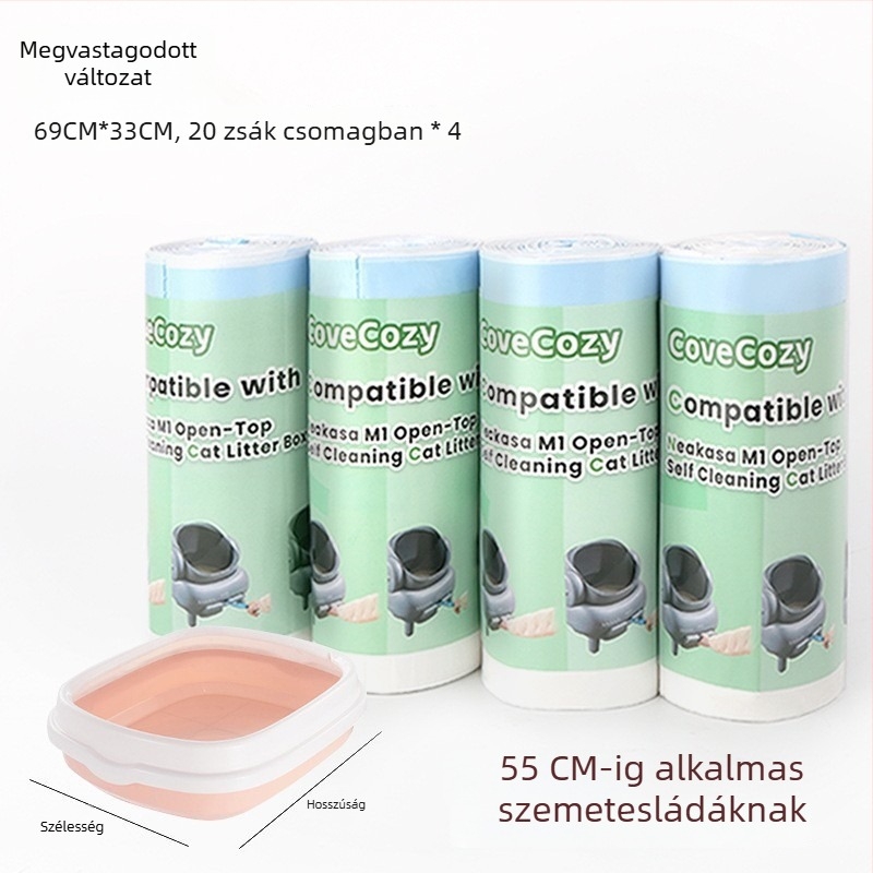 Macskaalom-zacskó húzózsinórral, vastagított kivitel, hordozható (húzózsinórral, vastagított kivitel, hordozható)