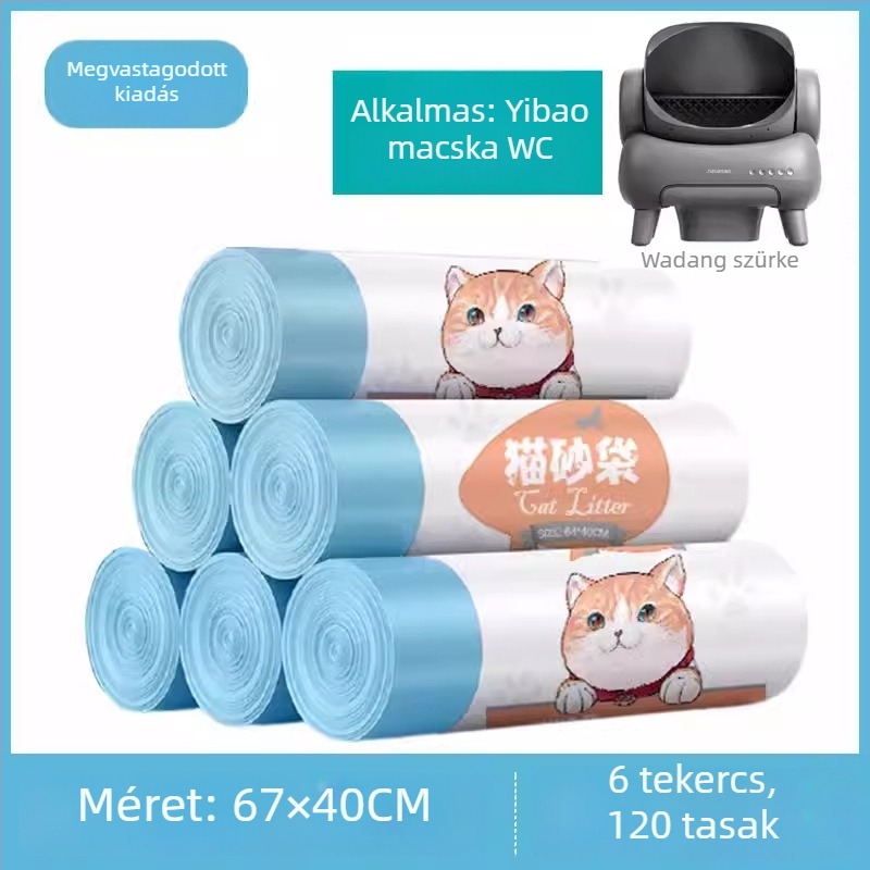 Macskaalom-zacskó húzózsinórral, vastagított kivitel, hordozható (húzózsinórral, vastagított kivitel, hordozható)