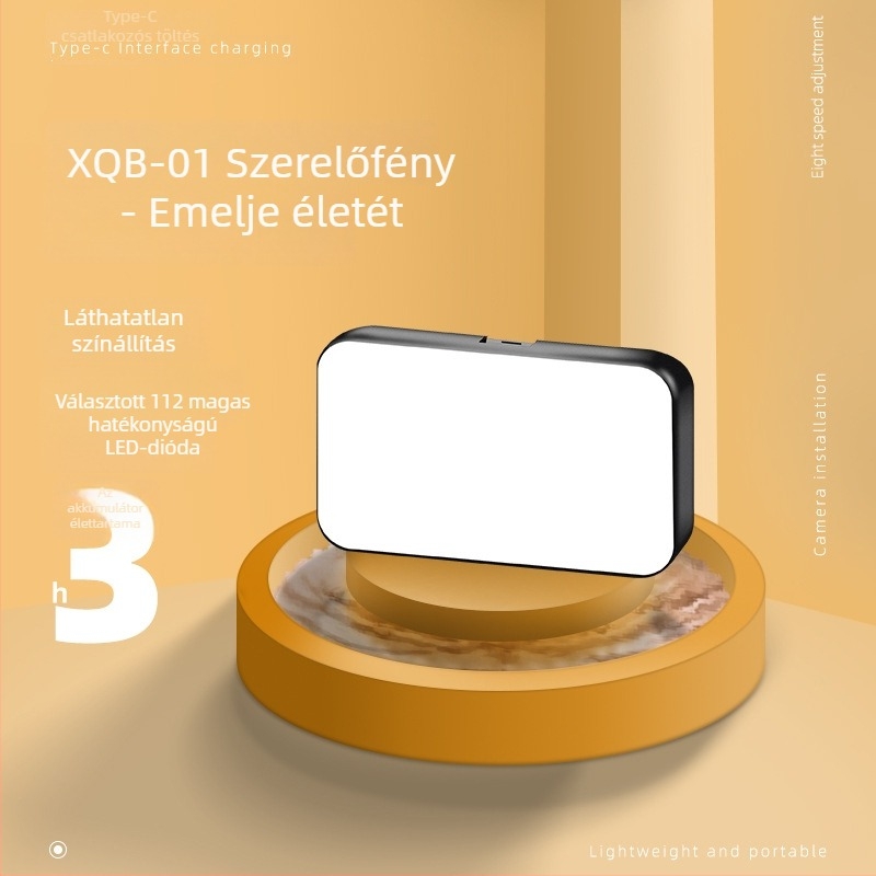 XQB-01 kamerához töltőfény, beépített akkumulátor, 9V, 1-10W, fényképezéshez, élő szépség közvetítéshez és termékfotózáshoz