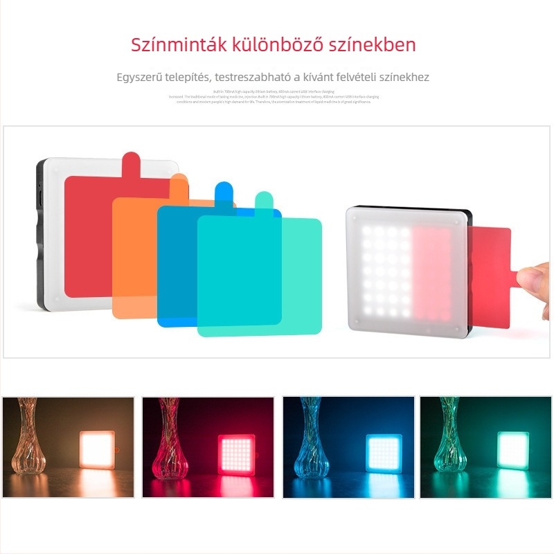LED49 hordozható érintéses kiegészítő világítás portrékhoz és élő közvetítéshez, állítható színhőmérséklet, 5W, 3.7V, kézi használatú LED töltőfény