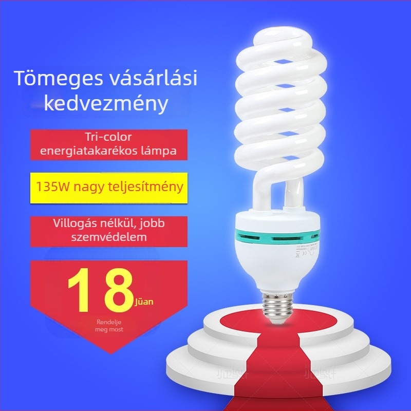 Professzionális fotózási lámpa, 135W energiahatékony, RGB három alapszín, 5500K színhőmérséklet, E27 foglalat, nem dimmelhető