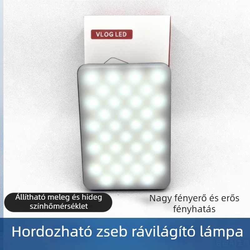 LED világítás fényképezéshez és élő közvetítéshez – 5W, 5V, beépített akkumulátor, kézi használat