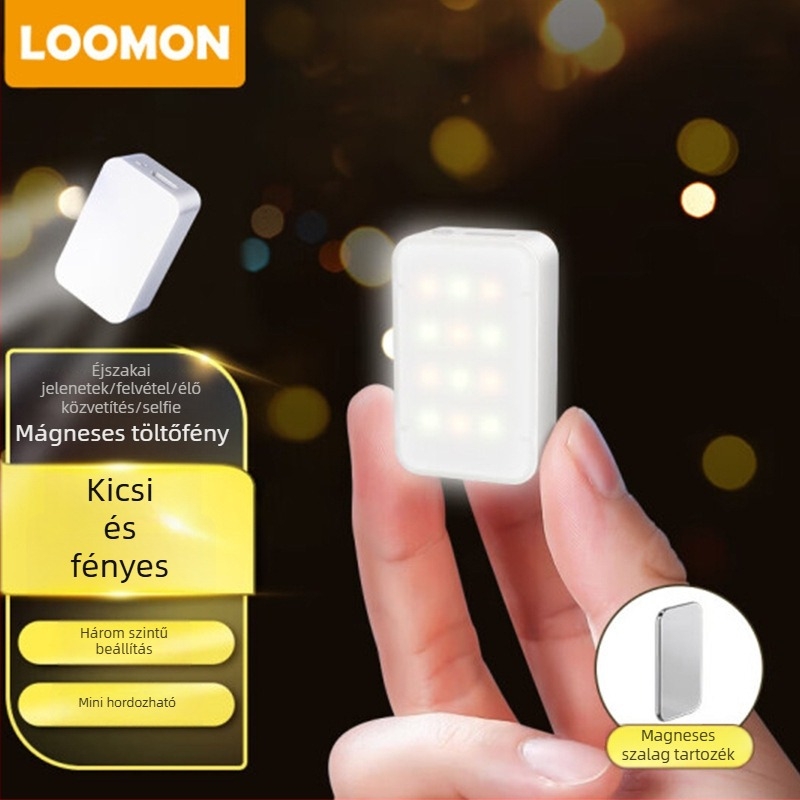 Mini mágneses töltőfény mobiltelefonhoz – LED, 3 beállítási hőmérséklet, kézben tartható zseblámpa kamera és fotózásra