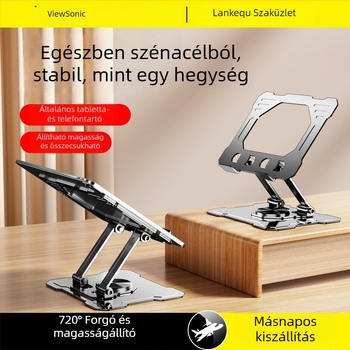 H25 fém asztali állvány sík felülethez, 720°-os forgatással; OEM gyártás; tömeg 400 g; kompatibilis iPad, iPhone és iPod touch.