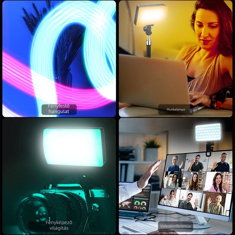 Vloglight K15rgb Hordozható kitöltő fény élő közvetítéshez és fényképezéshez, 15W, 3.7V, modell K15rgb