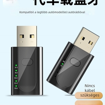 Autóba szóló USB Bluetooth vevő FM adóval, Huawei chip, Bluetooth 1.1, akkumulátor élettartama 0–4 óra, műanyag ház