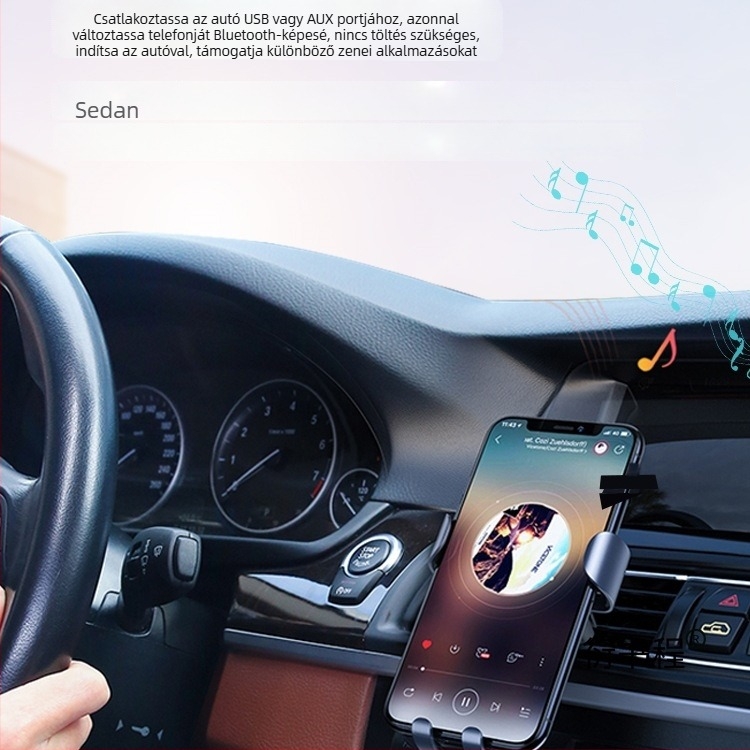 Autóba szóló USB Bluetooth vevő FM adóval, Huawei chip, Bluetooth 1.1, akkumulátor élettartama 0–4 óra, műanyag ház