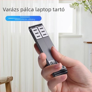 Laptops hűtőállvány alumínium ötvözetből, állítható magasságú, hordozható, 3-in-1 összecsukható, számítógépekhez