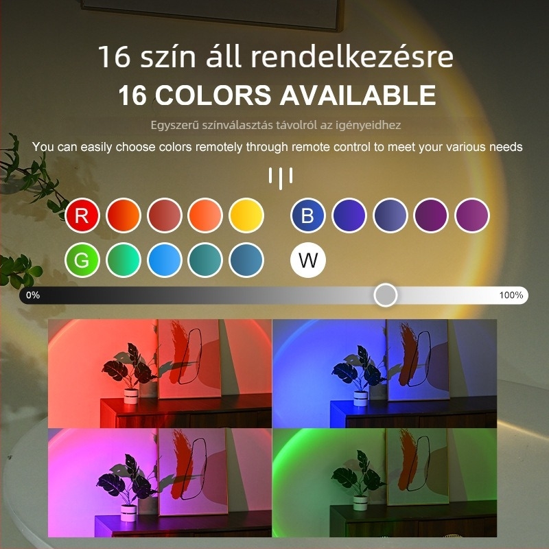 Bluetoothos atmoszférikus vetítő lámpa, alkalmazással vezérelhető, távirányító, fényerő-szabályozás, USB-ellátás 5V