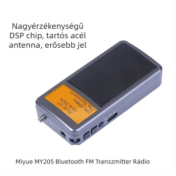 My205 hordozható Bluetooth adó, sztereó FM rádió, digitális hangolás, 2 csatorna, lítiumakkumulátor