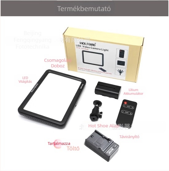LED töltőfény fotózáshoz, hordozható kézi mini lágy fény, 12W, 7.4V