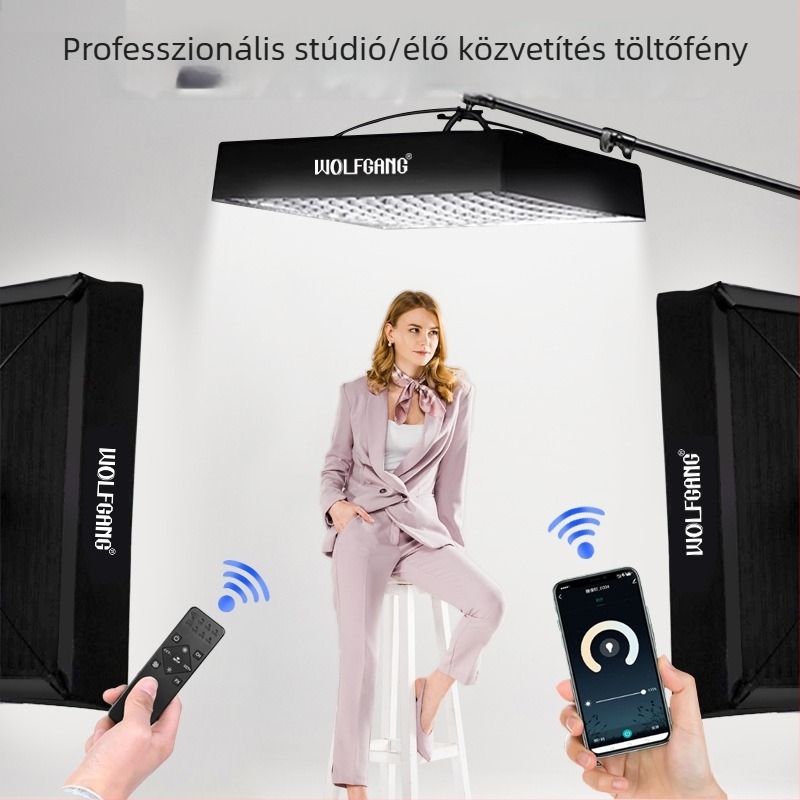 WOLFGANG 150W LED rugalmas textil roló lámpa kettős színhővel, kamerarács méhsejt-mintázatú, mennyezeti világítás élő közvetítéshez
