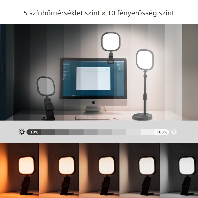 Fénykiegészítő lámpa F-682, 10W, 5V/2A, asztali használat, három színhőmérséklet