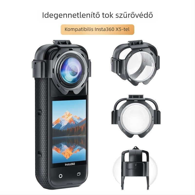 X5 üveg antifog védő lencse Insta360 X5-höz – Anyag: üveg+ABS; Kompatibilis modell: Insta360 X5; Nyomtatott logó: Igen; Tartalom: védő lencse, alkohollal impregnált kendő, használati útmutató