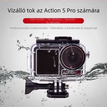 Universális vízálló tok DJI Action 5 Pro / 4 / 3-hoz | Anyagok: akril + temperált üveg + 316 rozsdamentes acél | Súly: 90 g | Csomag tartalma: vízálló tok, hosszú csavarok, alap | Testreszabható logó