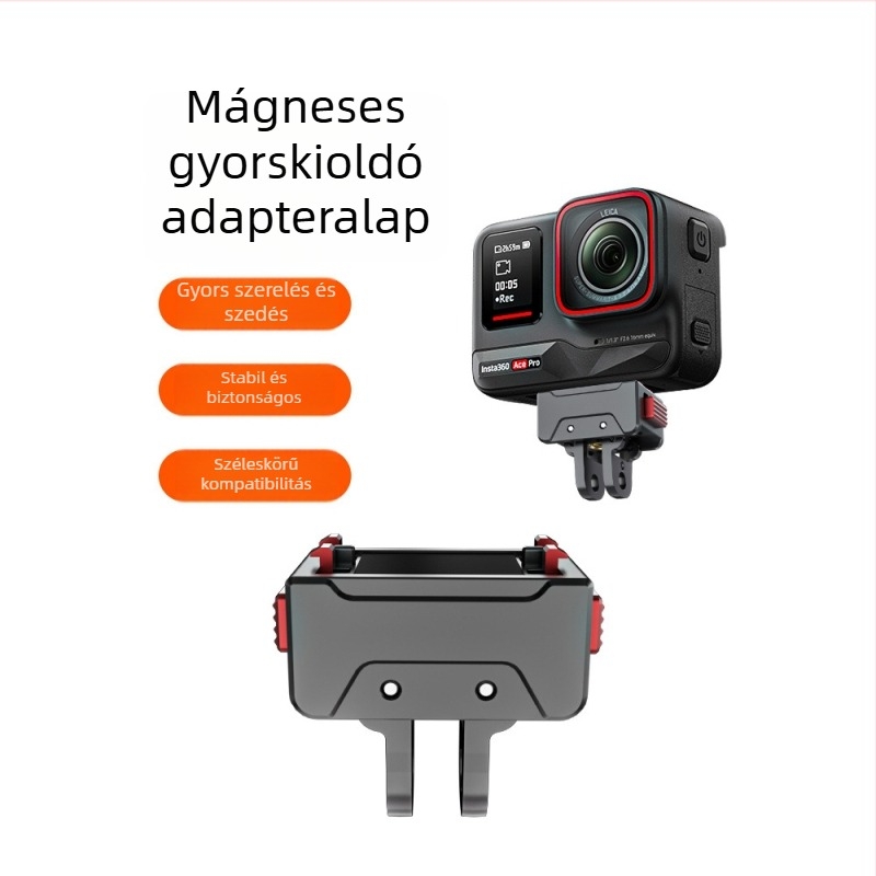 KC-01 Mágneses gyorskioldó alap insta360 Ace/AcePro számára 1/4 hüvelykes GoPro adapterrel — alumíniumötvözet, szilikon, ABS